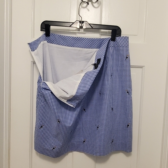 NWT Talbots Gingham Cotton Canvas Parrot Print Skirt Sze 16 Retail $79.50 Preppy - Picture 4 of 9